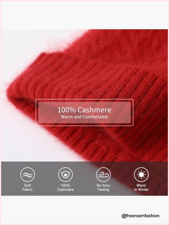 100% Pure Brushed Cashmere Beanie Skullies Cap Soft Lightweight Winter Hat main image 5